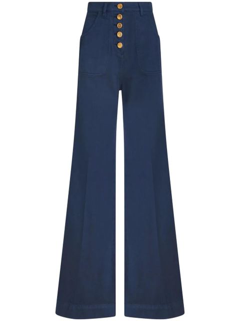 ETRO logo-embossed button high-rise flared jeans - Blue - zdjęcie produktu nr 1
