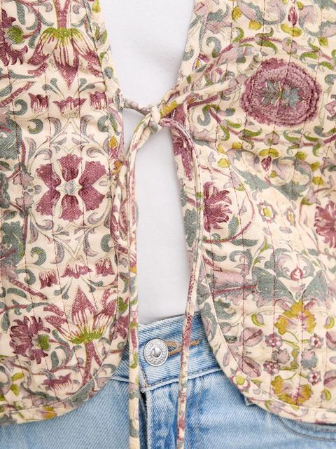 Hoss Intropia kamizelka bawełniana kolor beżowy jednorzędowa 5472056