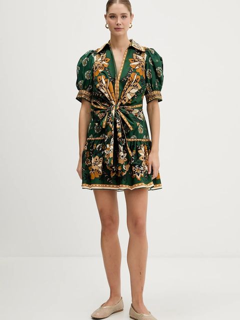 Farm Rio sukienka bawełniana kolor zielony mini rozkloszowana 351134 - zdjęcie produktu nr 2