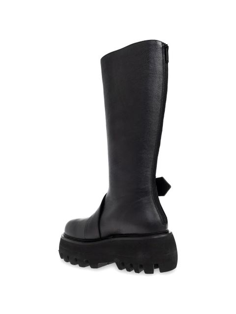 Alexander McQueen buckle platform leather biker boots - Black