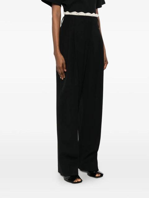 Magda Butrym crochet-trim belted trousers - Black