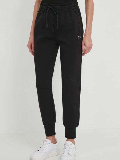 Lacoste spodnie dresowe kolor czarny gładkie - zdjęcie produktu nr 1