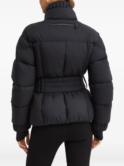 Moncler logo-patch belted coat - Black