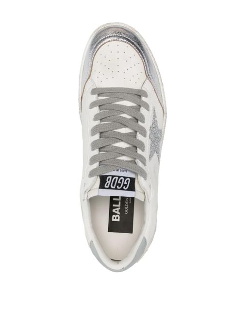 Golden Goose Ballstar glittered leather sneakers - White