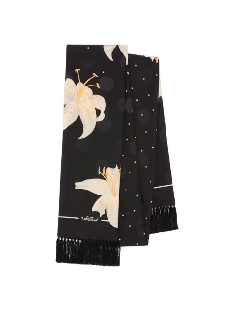 Valentino Garavani Apres L'Hiverlilium fringed scarf' - Black - zdjęcie produktu nr 2