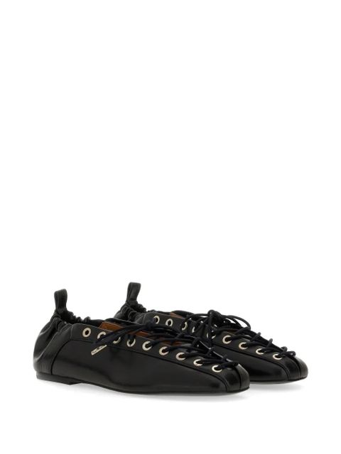 GANNI eyelet-embellished lace-up ballet flats - Black - zdjęcie produktu nr 2