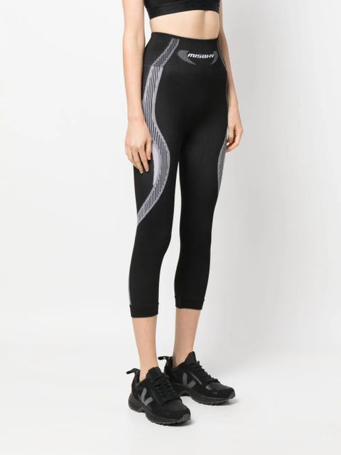 MISBHV logo-waistband cropped leggings - Black