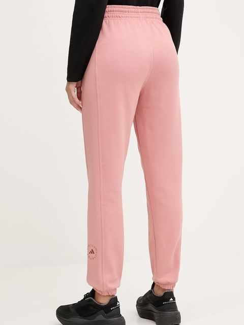adidas by Stella McCartney spodnie dresowe bawełniane damskie kolor pomarańczowy gładkie JX2717