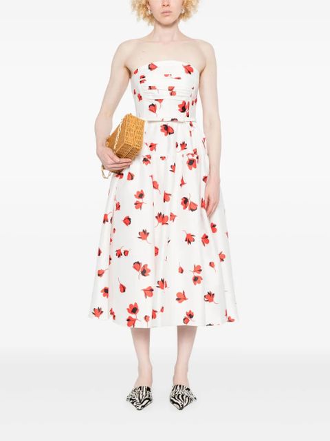 Self-Portrait floral-print taffeta dress - White