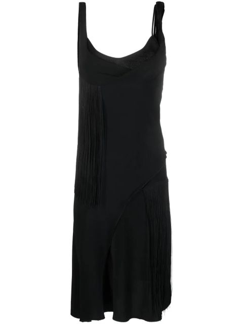 Victoria Beckham asymmetric fringed slip dress - Black - zdjęcie produktu nr 1