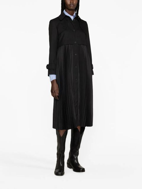 SANDRO pleated gabardine trench coat - Black