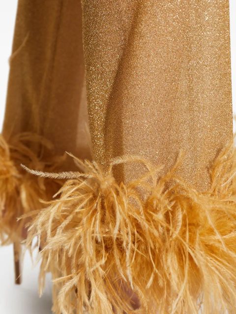 Oséree feather-trim trousers - Gold