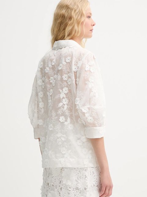 MUNTHE koszula PUST damska kolor biały regular z kołnierzykiem klasycznym 252101725225