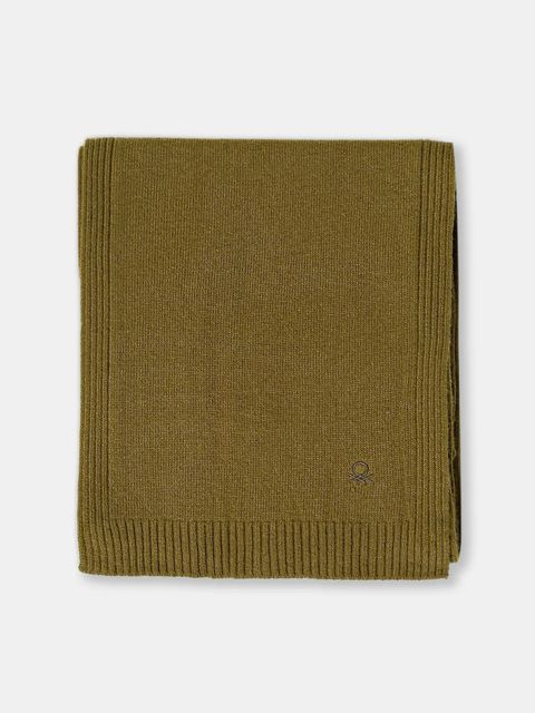 United Colors of Benetton szalik z dodatkiem wełny damski kolor zielony gładki 122HDU01O - zdjęcie produktu nr 2