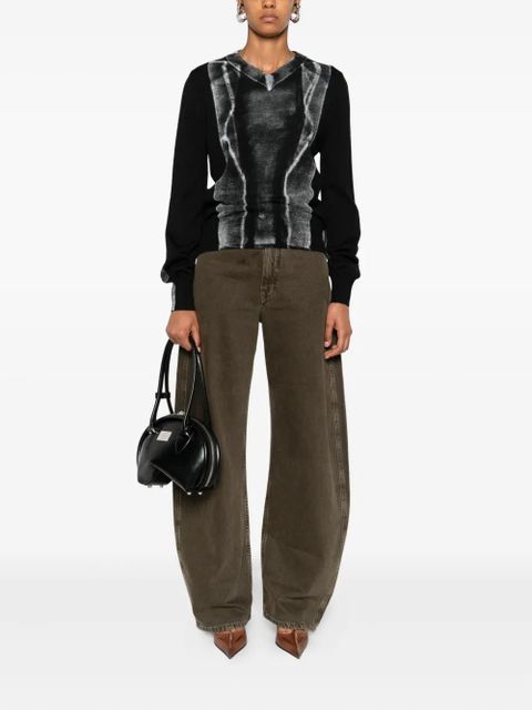 MM6 Maison Margiela V-neck graphic-print sweater - Black