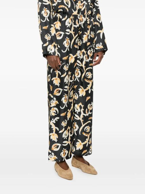 Nanushka elastic-waist floral-print straight trousers - Black