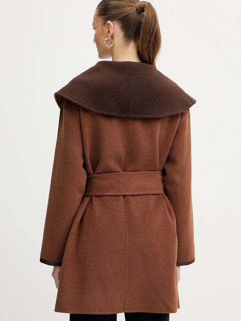 Karl Lagerfeld płaszcz dwustronny z dodatkiem wełny kolor brązowy B1W15038