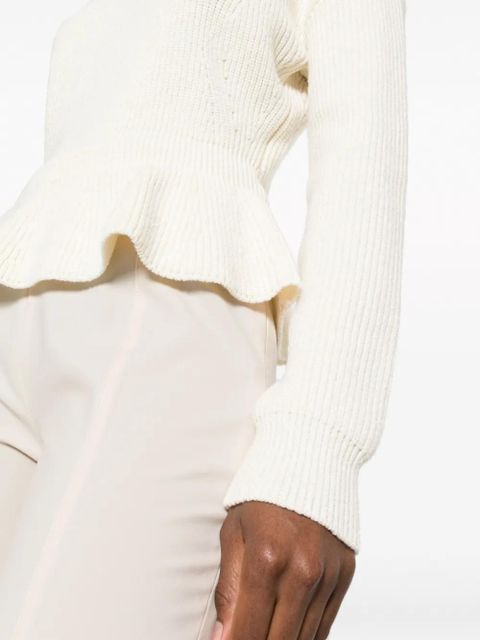 Chloé peplum-hem ribbed-knit jumper - Neutrals