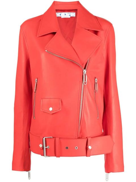 Off-White leather biker jacket - Red - zdjęcie produktu nr 1