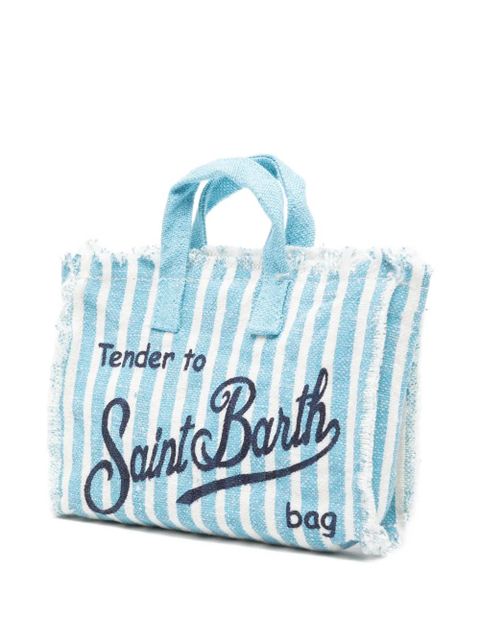 MC2 Saint Barth striped frayed-edge phone bag - Blue