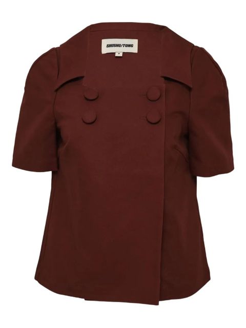 SHUSHU/TONG button cotton top - Brown - zdjęcie produktu nr 1