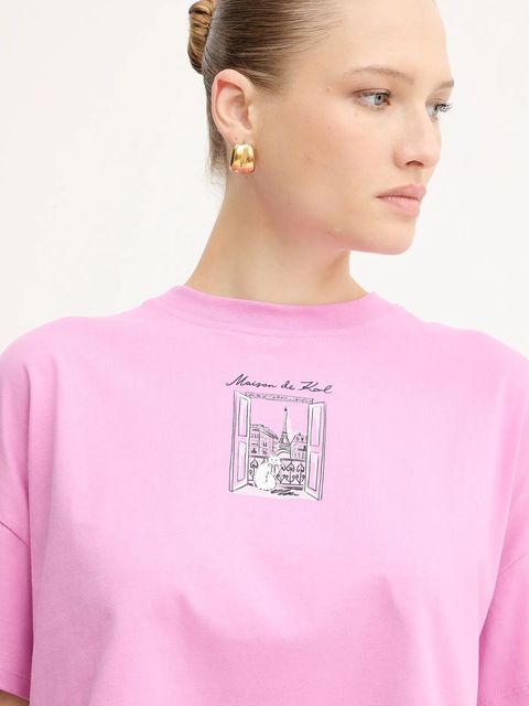 Karl Lagerfeld t-shirt bawełniany damski kolor różowy A4W17086