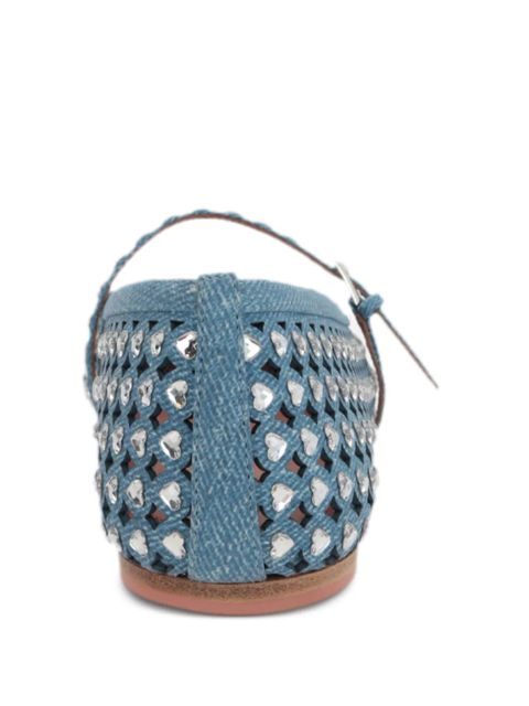 Amina Muaddi Anne embellished ballerina shoes - Blue