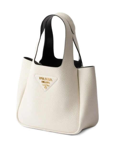 Prada mini leather tote bag - White