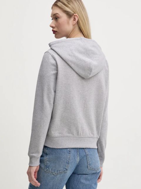 Guess Jeans bluza bawełniana damska kolor szary z kapturem melanżowa W5RQ20 K68I4