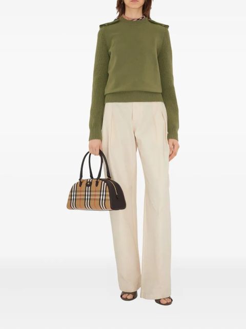 Burberry checked-epaulettes sweater - Green