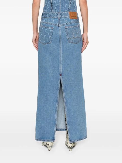 Marine Serre Crescent-Moon-print maxi skirt - Blue