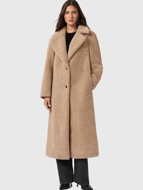 AllSaints płaszcz kolor beżowy W062OB