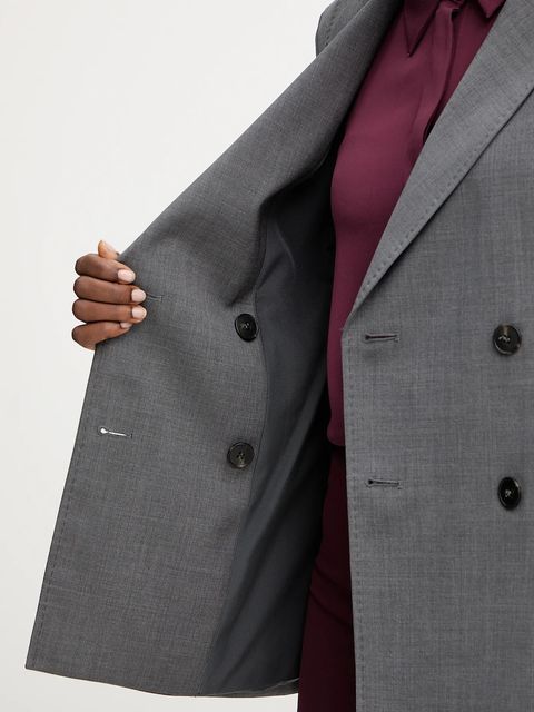 Weekend Max Mara marynarka wełniana ORNATI kolor szary dwurzędowa gładka 2525046012600