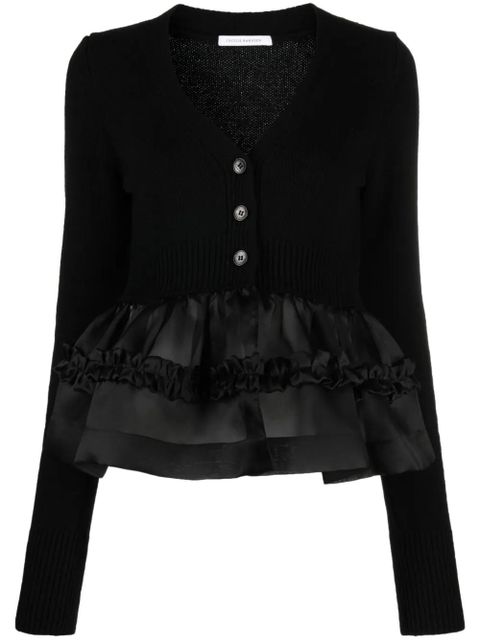 Cecilie Bahnsen ruffle-hem button-up jumper - Black - zdjęcie produktu nr 2