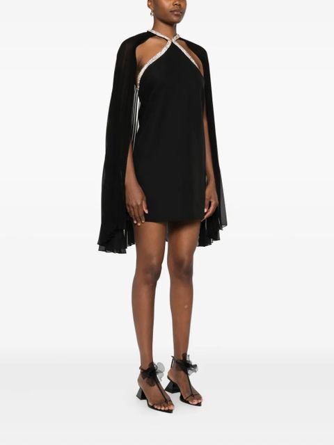 SANDRO pleated-cape embellishment mini dress - Black
