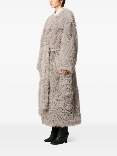 AMI Paris shearling belted coat - Grey