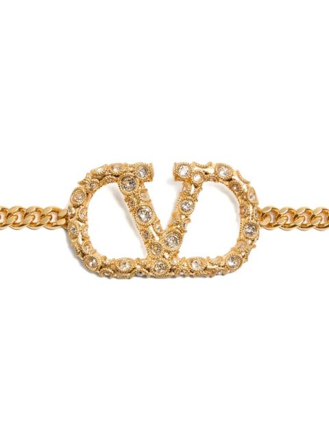 Valentino Garavani VLogo crystal-embellished belt - Gold