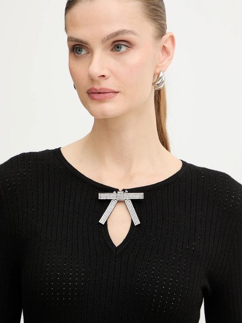 Morgan sweter damski kolor czarny lekki MNODI