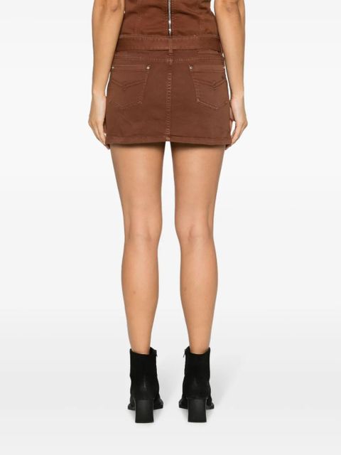 Blumarine buckle-embellished denim miniskirt - Brown