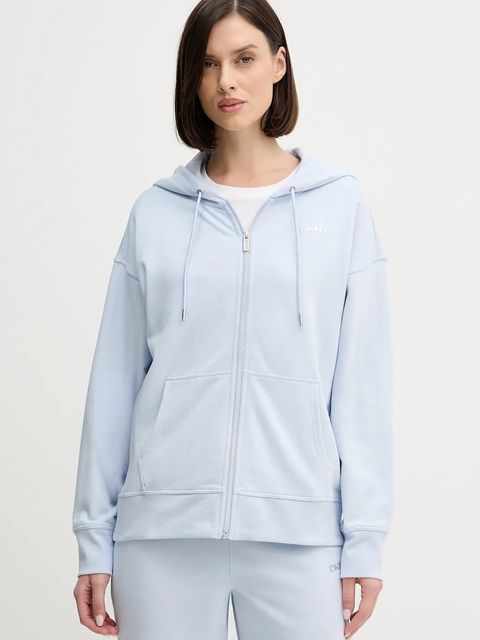 Dkny bluza damska kolor niebieski z kapturem gładka DP6J9665 - zdjęcie produktu nr 1