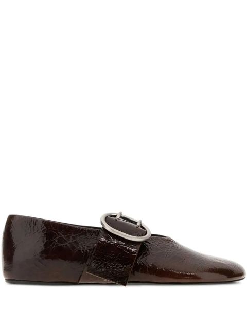 Jil Sander buckle-detail leather ballerina flats - Brown - zdjęcie produktu nr 1