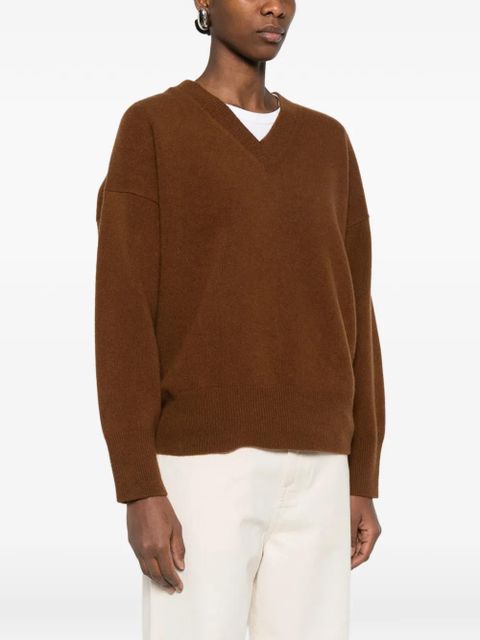 Róhe V-neck knitted sweater - Brown