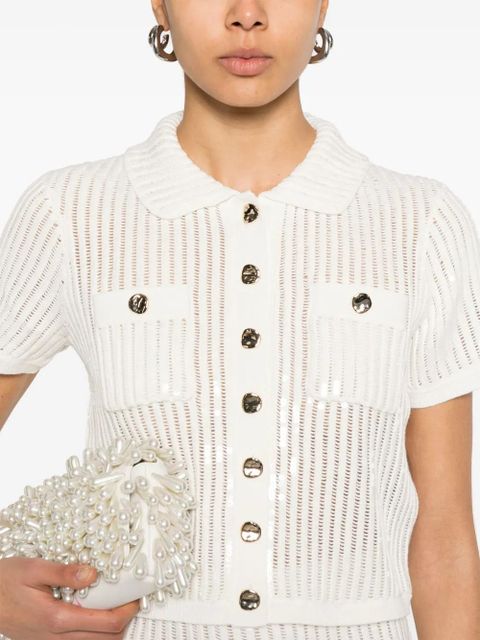 Self-Portrait sequined crochet cardigan - White