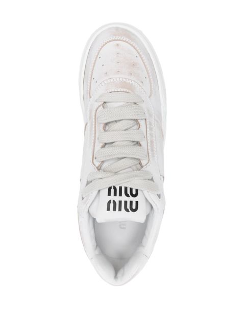 Miu Miu bleached leather sneakers - White
