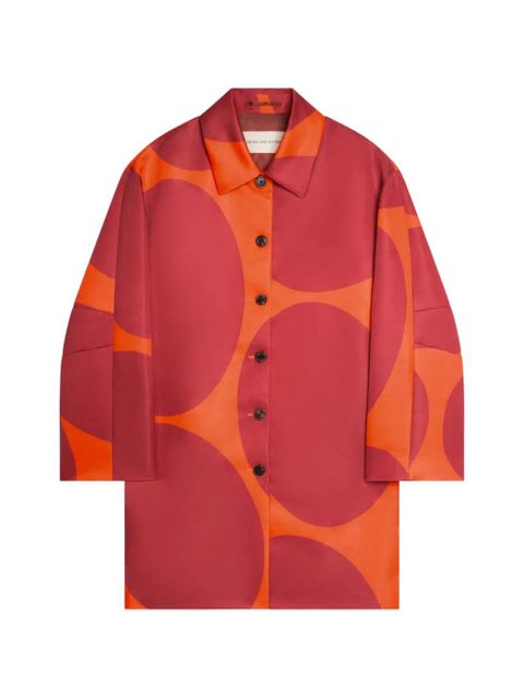 DRIES VAN NOTEN printed A-line oversized coat - Red - zdjęcie produktu nr 1