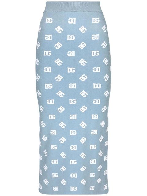 Dolce & Gabbana DNA logo-print straight skirt - Blue - zdjęcie produktu nr 1