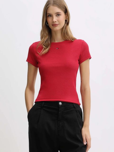 Tommy Jeans t-shirt basic damski bawełniany z elastanem - zdjęcie produktu nr 2