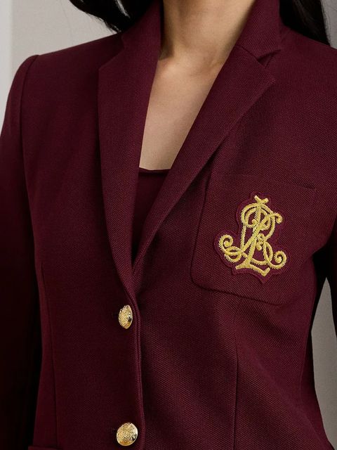Lauren Ralph Lauren marynarka kolor bordowy jednorzędowa gładka 200797305