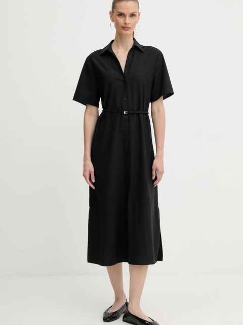 BOSS sukienka wełniana kolor czarny midi prosta 50546632 - zdjęcie produktu nr 1