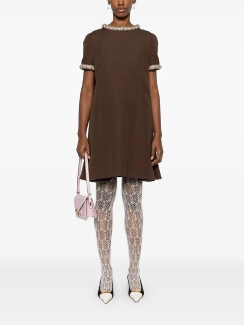 Valentino Garavani crystal-embellished crepe mini dress - Brown - zdjęcie produktu nr 2
